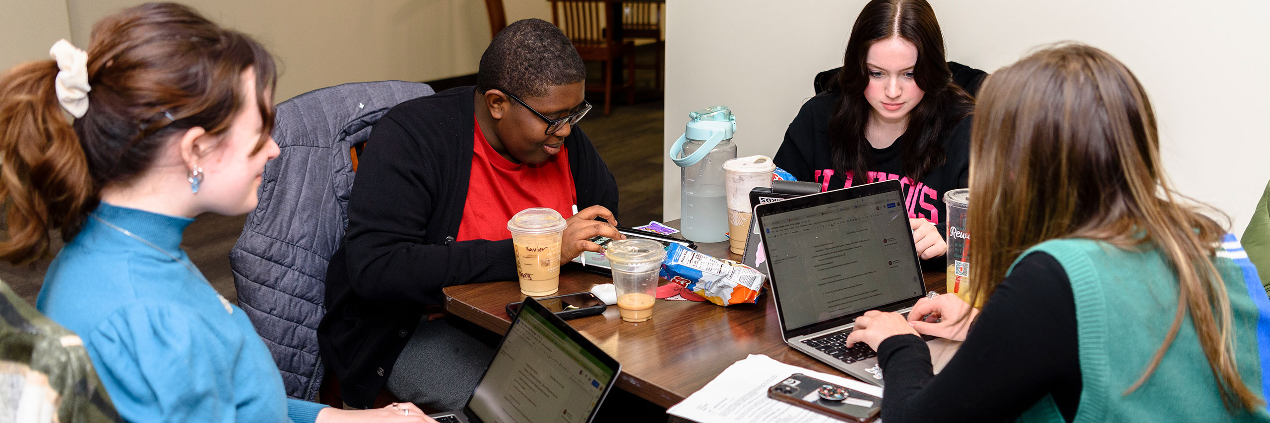 Students working on a project together.